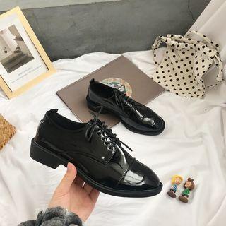Faux Leather Toe Cap Lace-up Derby Shoes