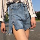 Zip Hem Denim Shorts