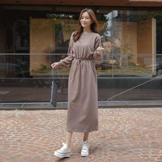 Drawstring Long Sweatshirt Dress