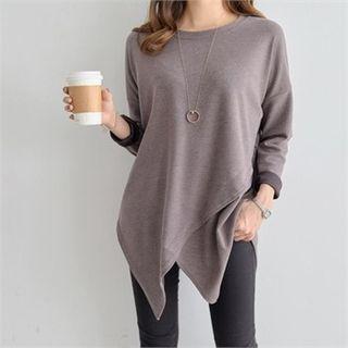 Asymmetric-hem Boxy-fit Napped T-shirt