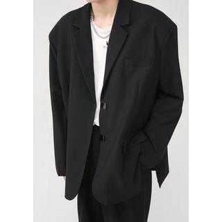 Metallic Buckle Plain Blazer