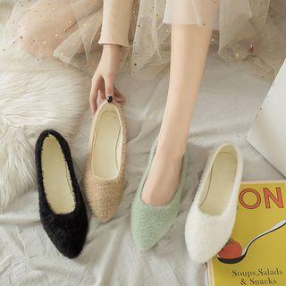 Faux Shearling Pointed Flats