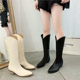 Block Heel Pointed Knee-high Boots