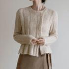 Button-side Cropped Rib-knit Top Melange Beige - One Size