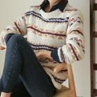 Round-neck Nordic-pattern Sweater