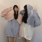 Cropped Lettering Patch Hoodie / Oversized Camisole Top