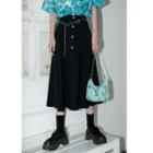 Chained Slit-hem A-line Midi Skirt