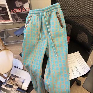 Patterned High Waist Wide Leg Sweatpants