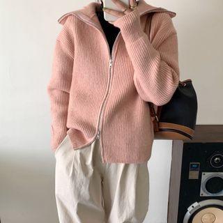 Turtleneck Knit Zipped Jacket