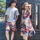 Couple Matching Sleeveless Pattern Dress / Shorts / T-shirt
