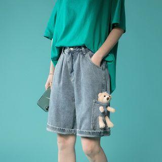 Bear Detail Denim Shorts