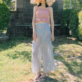 Set: Spaghetti Strap Swim Top + Bottom + Pants