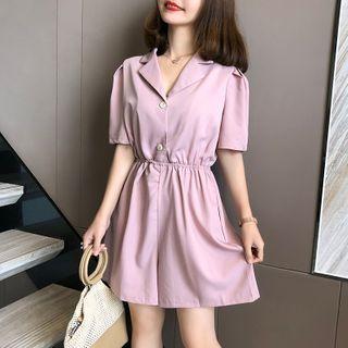 Notch Lapel Short-sleeve Playsuit