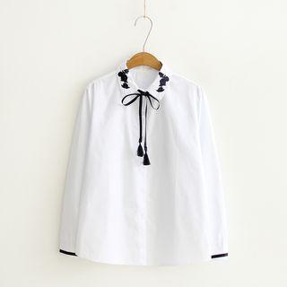 Long-sleeve Embroidery Collar Blouse