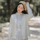 Cable Knit Cardigan White - One Size