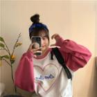 Raglan-sleeve Heart Print Sweatshirt