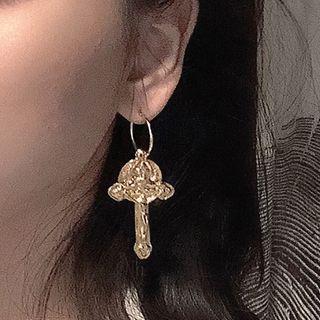 Alloy Cross Dangle Earring 1 Pair - 0075a - Gold - One Size