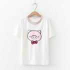 Short-sleeve Sequin Pig T-shirt