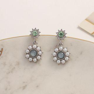 Faux Pearl Cat Eye Stone Dangle Earring