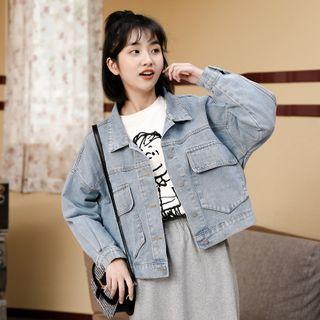 Cropped Button-up Denim Jacket