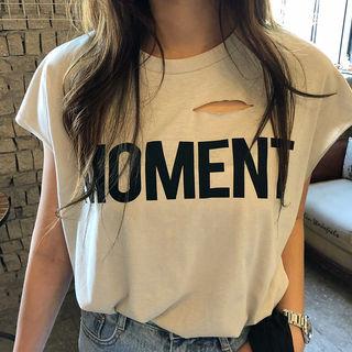 Lettering Slashed T-shirt