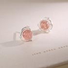 925 Sterling Silver Cz Stud Earring 1 Pair - Strawberry - One Size