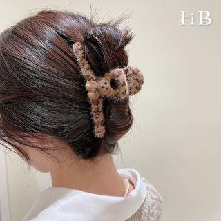 Leopard Print Bear Hair Claw 1 Pc - Coffee - One Size