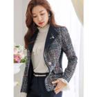 Contrast-collared Blazer With Brooch