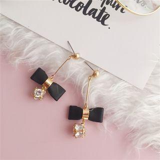 Cz Bow-accent Drop Earrings