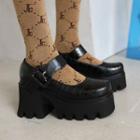 Chunky Heel Platform Croc Grain Mary Jane Shoes
