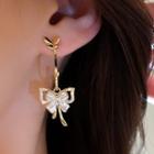 Butterfly Acrylic Rhinestone Alloy Dangle Earring 1 Pair - Silver Needle - Gold - One Size