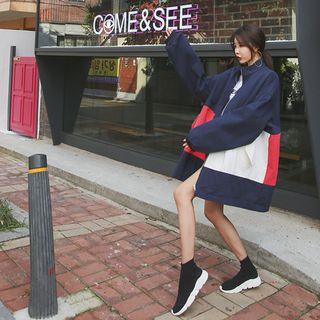 Color-block Oversized Zip Jacket