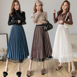 Two-way Mesh Panel Pleated Skirt