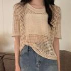 Short-sleeve Loose Knit Top