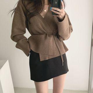 Tie-waist Cardigan / Mini Wool Skirt