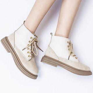 Lace-up Paneled Ankle Boots