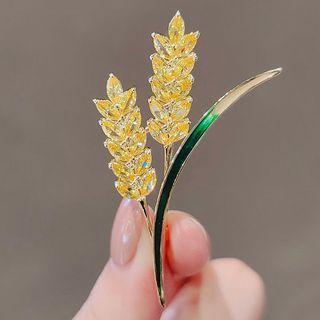 Wheat Rhinestone Brooch Ly1670 - Yellow - One Size