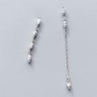 925 Sterling Silver Rhinestone Non-matching Dangle Earring S925 Silver Ear Line - One Size