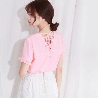 Lace-up Back Short-sleeve Top