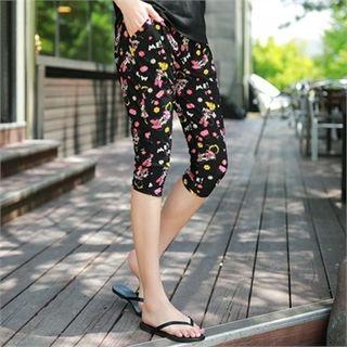 Mickey Mouse Print Cropped Pants
