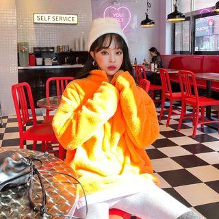 Drawstring-hem Fleece Anorak Pullover