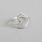 925 Sterling Silver Heart Ring Number 15 - Platinum - One Size