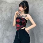 Spaghetti Strap Patterned Crop Top