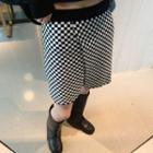 Checkerboard Knit Skirt Checkerboard - Black & White - One Size