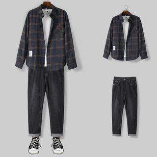 Set: Plaid Shirt + Jeans