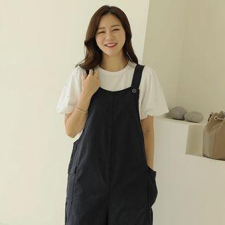 Balloon-sleeve Faux-pearl Embellished T-shirt