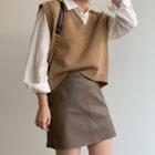 Plain Shirt / Sweater Vest / A-line Mini Skirt