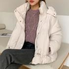Hooded Puffer Jacket Cream - One Size