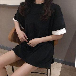 Mock Two Piece Short-sleeve T-shirt Black - One Size
