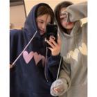 Heart Print Loose-fit Hoodie